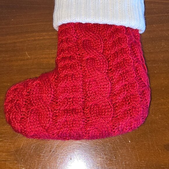 Mini Christmas Stocking Red and White with Letter T - Picture 4 of 4